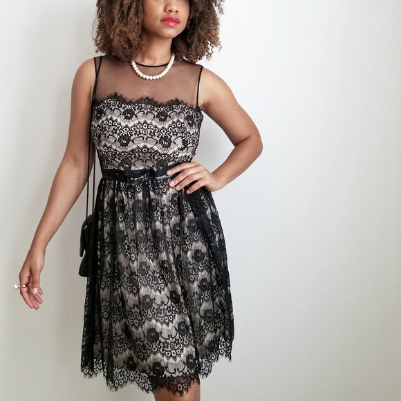 Maggy London Dresses & Skirts - Black & Nude Lace Dress